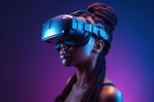 Neon Horizons: A Glimpse into the Future of Virtual Reality and AI, AI Generated