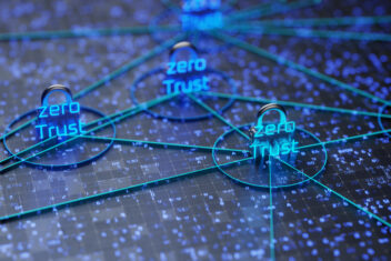 Network connection concept Zero trust security model Secure network d render