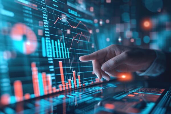 analyzing sales data and economic growth graph chart, Technology and icon customer global network connectio