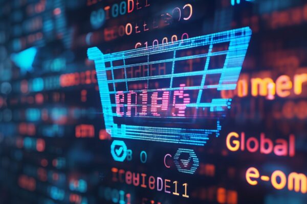 Distribution and logistics concept of global digital internet marketing and business e commerce banner graphic concept showing global network and social media connection technology Generative AI