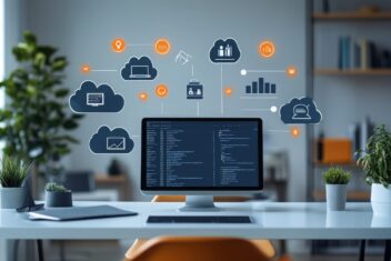 A modern office utilizing cloud based CRM software to enhance business operations