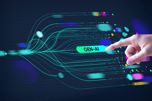 A hand showing technology, generative AI, gen AI, artificial intelligence, cyber security, digital transformation, finance, large language model, LLM