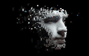 Abstract digital human face Artificial intelligence concept of
