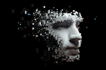 Abstract digital human face Artificial intelligence concept of