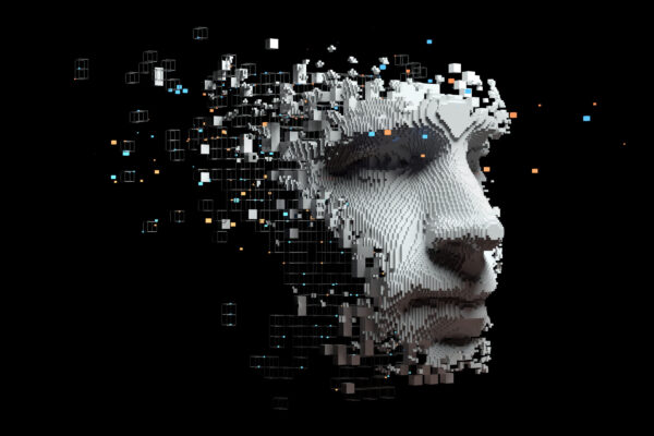 Abstract digital human face Artificial intelligence concept of
