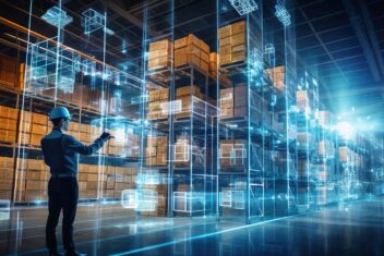 Future virtual reality technology for innovative VR warehouse management Concept of smart technology for industrial revolution and automated logistic control